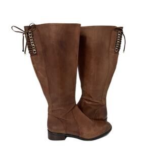 Antonio Melani Leather Boots Women's 8 Wide Calf Knee High Riding